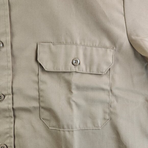 VTG NWD Fieldmaster USA Made Beige Long Sleeve Button Up Shirt Men Large Pockets - Picture 9 of 16